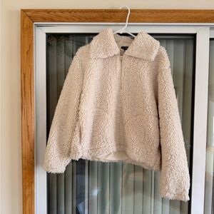 J. Crew Cozy Ivory Sherpa Half-Zip Pullover